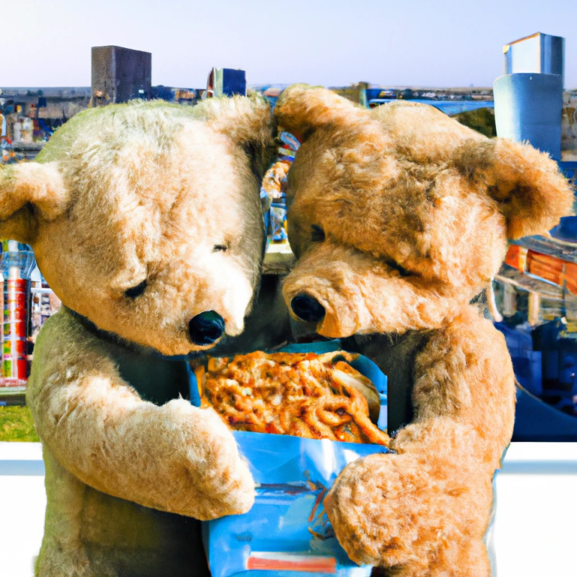 2 teddy bears sharing an HASP snack in Melbourne